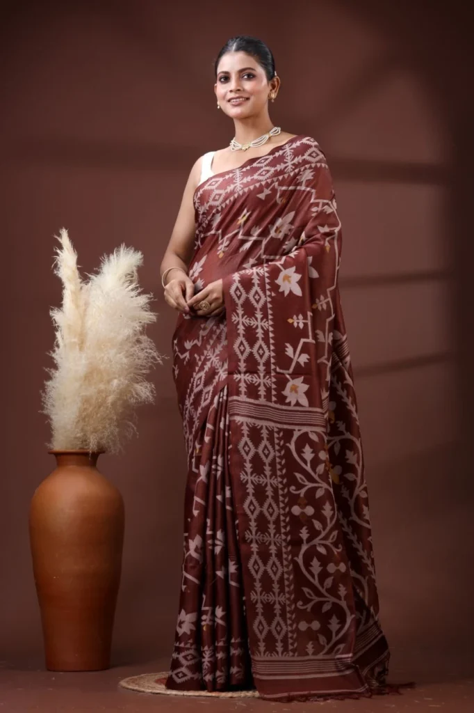 Tasar Handwoven Jamdani Saree